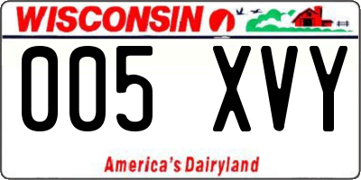 WI license plate 005XVY
