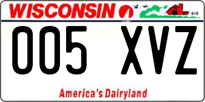 WI license plate 005XVZ