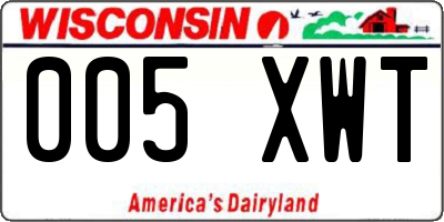 WI license plate 005XWT