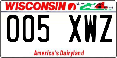 WI license plate 005XWZ