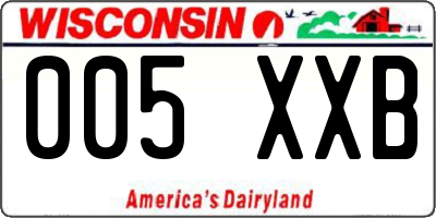 WI license plate 005XXB