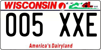 WI license plate 005XXE