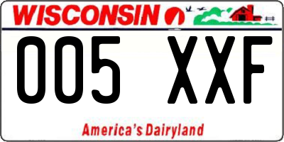 WI license plate 005XXF