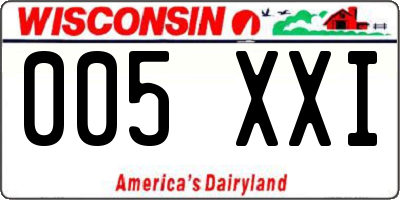 WI license plate 005XXI