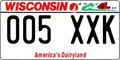 WI license plate 005XXK