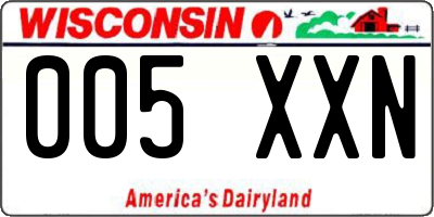 WI license plate 005XXN