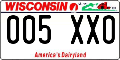 WI license plate 005XXO