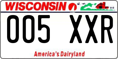 WI license plate 005XXR