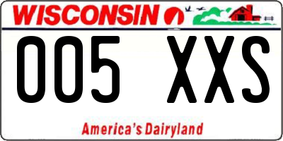 WI license plate 005XXS