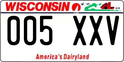 WI license plate 005XXV