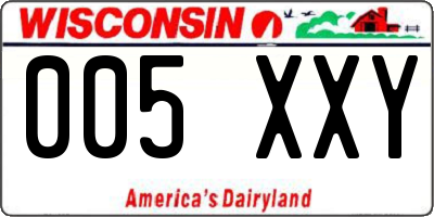 WI license plate 005XXY