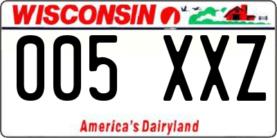 WI license plate 005XXZ