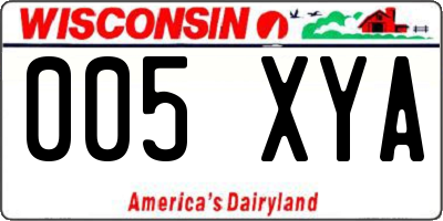 WI license plate 005XYA