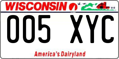 WI license plate 005XYC