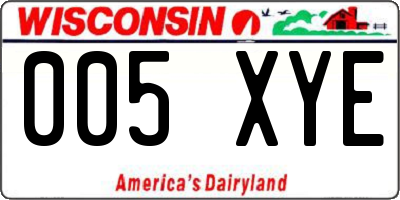 WI license plate 005XYE