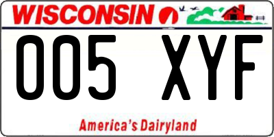 WI license plate 005XYF
