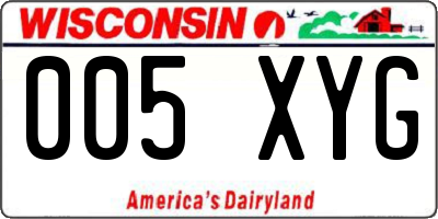 WI license plate 005XYG
