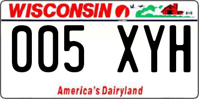 WI license plate 005XYH