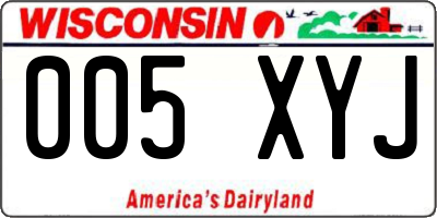 WI license plate 005XYJ