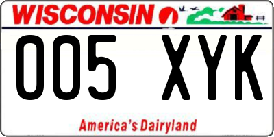 WI license plate 005XYK
