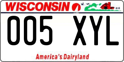 WI license plate 005XYL