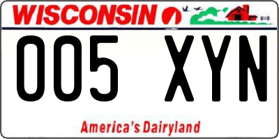 WI license plate 005XYN