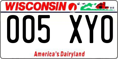 WI license plate 005XYO