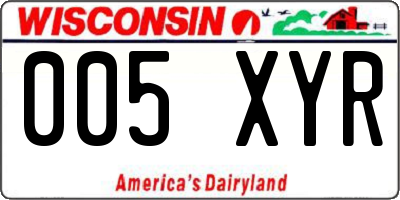 WI license plate 005XYR
