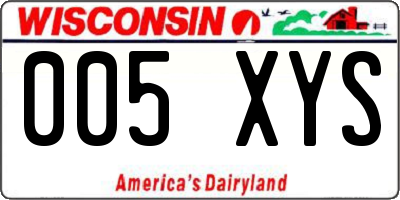 WI license plate 005XYS