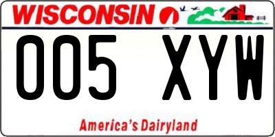 WI license plate 005XYW