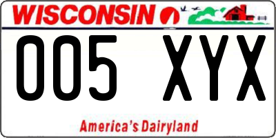 WI license plate 005XYX