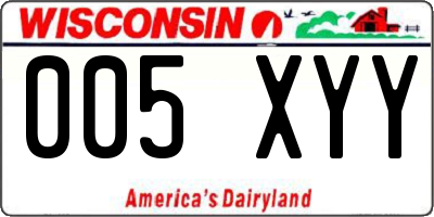 WI license plate 005XYY