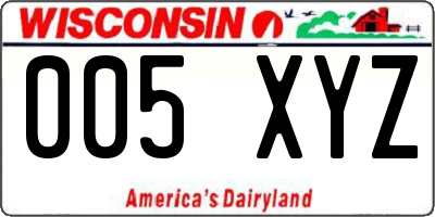 WI license plate 005XYZ
