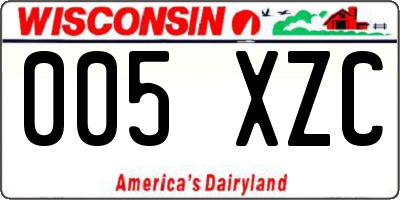 WI license plate 005XZC