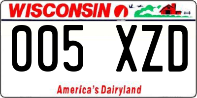 WI license plate 005XZD