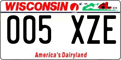 WI license plate 005XZE