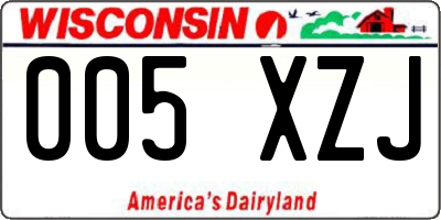 WI license plate 005XZJ