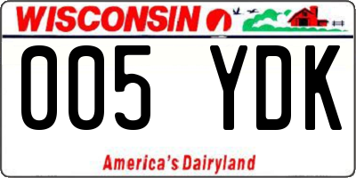 WI license plate 005YDK