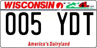 WI license plate 005YDT