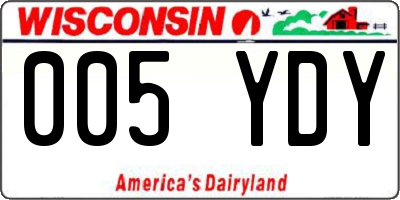 WI license plate 005YDY