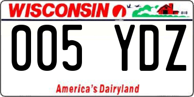 WI license plate 005YDZ