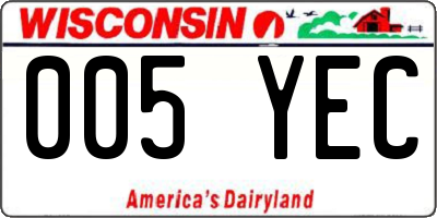 WI license plate 005YEC