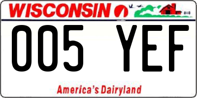 WI license plate 005YEF