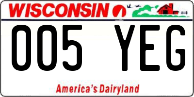 WI license plate 005YEG