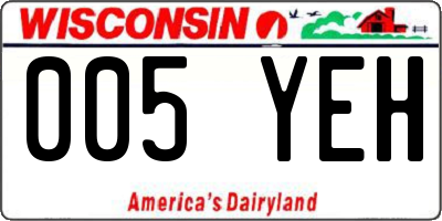 WI license plate 005YEH