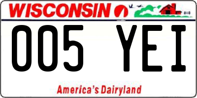 WI license plate 005YEI