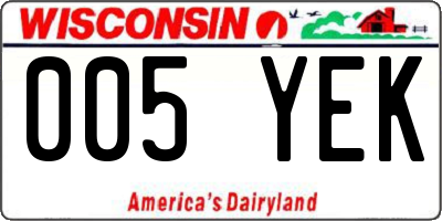 WI license plate 005YEK