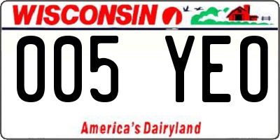 WI license plate 005YEO