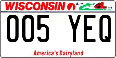 WI license plate 005YEQ
