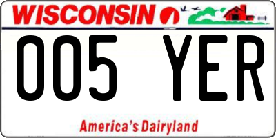 WI license plate 005YER
